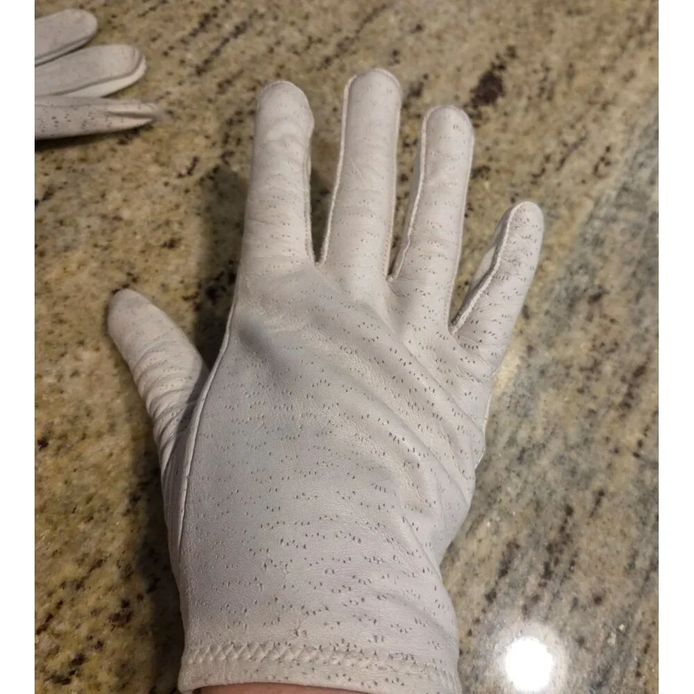 Vintage Womens Size L Gray Leather Stretch Deerskin Gloves